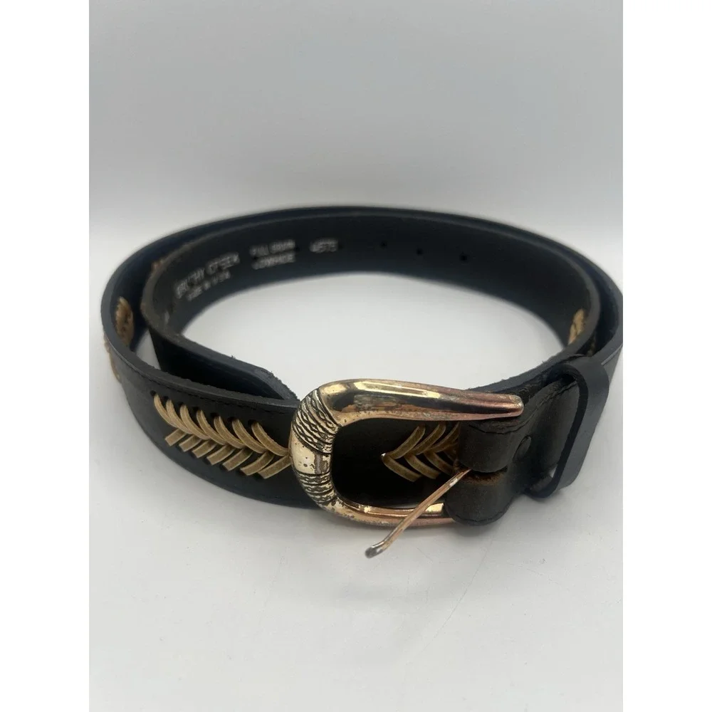 Brushy Creek Full‎ Grain Cowhide Leather Belt Black Size 44 Made In USA 4575